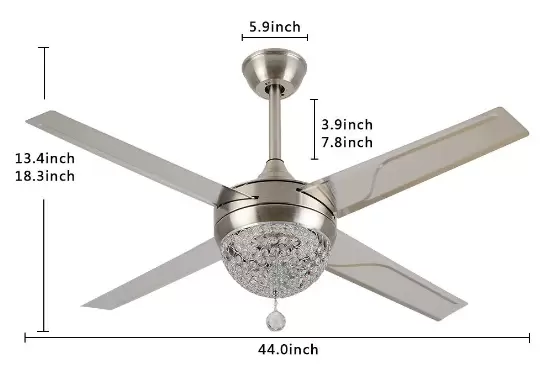 Modern ceiling fan with lighting and remote control 44" dimmable LED 220 V