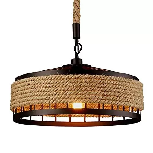 Vintage hemp rope pendant light E27 - Industrial retro style