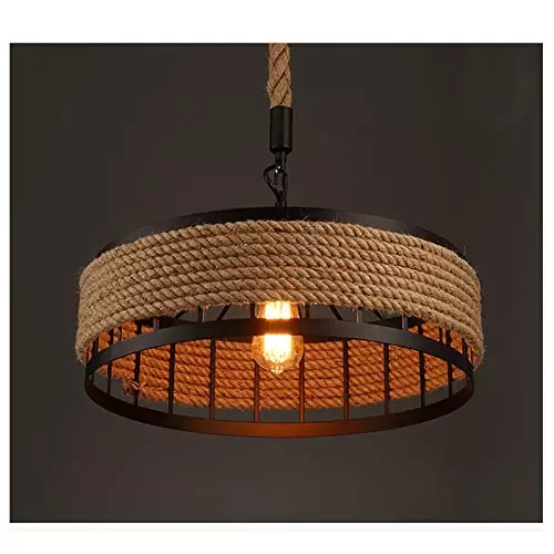 Vintage hemp rope pendant light E27 - Industrial retro style