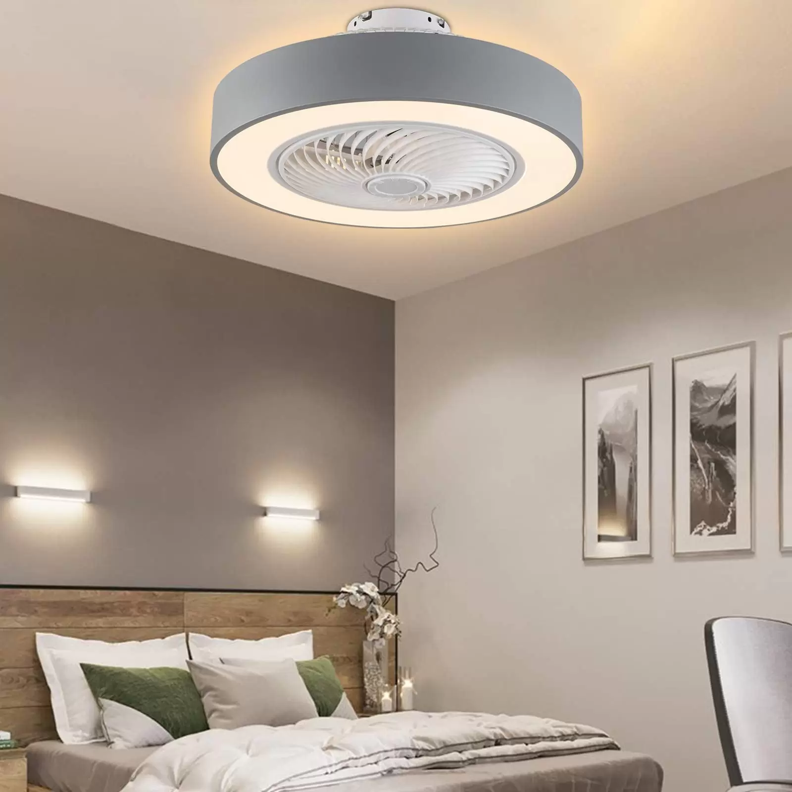LED Ceiling Fan Two Colors Dimmable with Remote Control Nursery Bedroom Office Lighting Ceiling Lamp (Gray) Gray Color Dimming European Regulation LED Ceiling Fan Two Colors Dimmable with Remote Control Nursery Bedroom Office Lighting Ceiling Lamp (Gray) Gray Color Dimming European Regulation