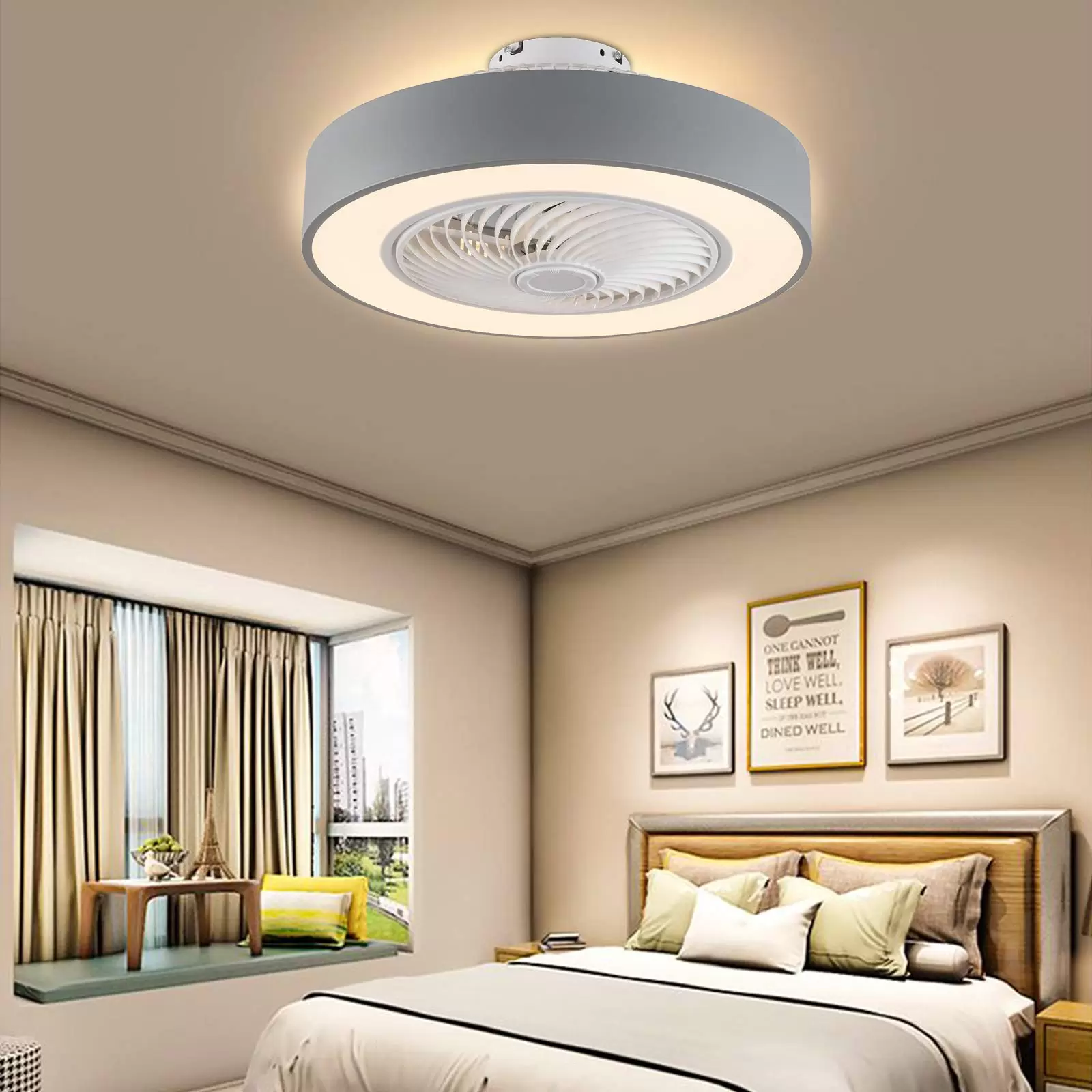 LED Ceiling Fan Two Colors Dimmable with Remote Control Nursery Bedroom Office Lighting Ceiling Lamp (Gray) Gray Color Dimming European Regulation LED Ceiling Fan Two Colors Dimmable with Remote Control Nursery Bedroom Office Lighting Ceiling Lamp (Gray) Gray Color Dimming European Regulation