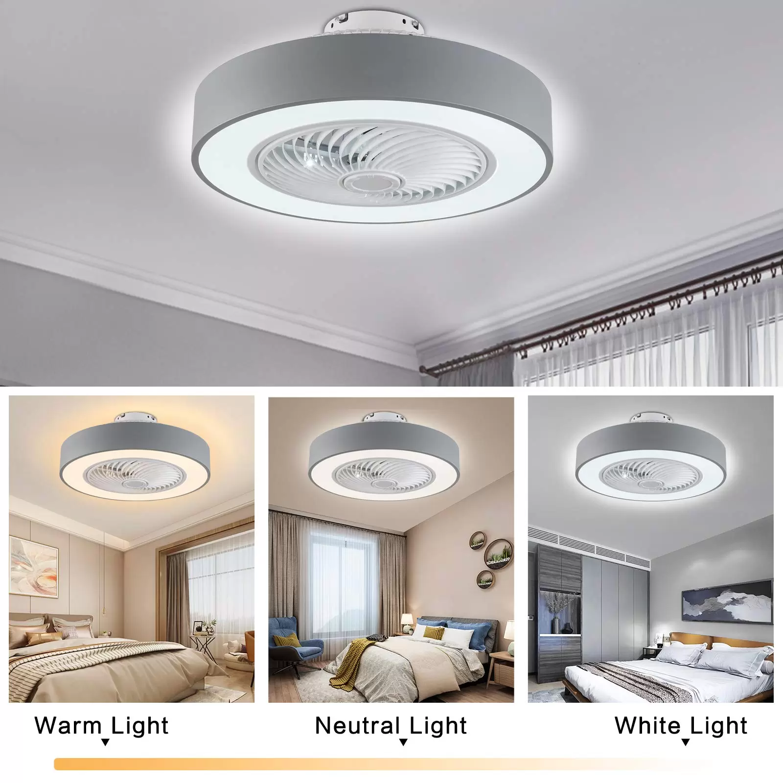 LED Ceiling Fan Two Colors Dimmable with Remote Control Nursery Bedroom Office Lighting Ceiling Lamp (Gray) Gray Color Dimming European Regulation LED Ceiling Fan Two Colors Dimmable with Remote Control Nursery Bedroom Office Lighting Ceiling Lamp (Gray) Gray Color Dimming European Regulation