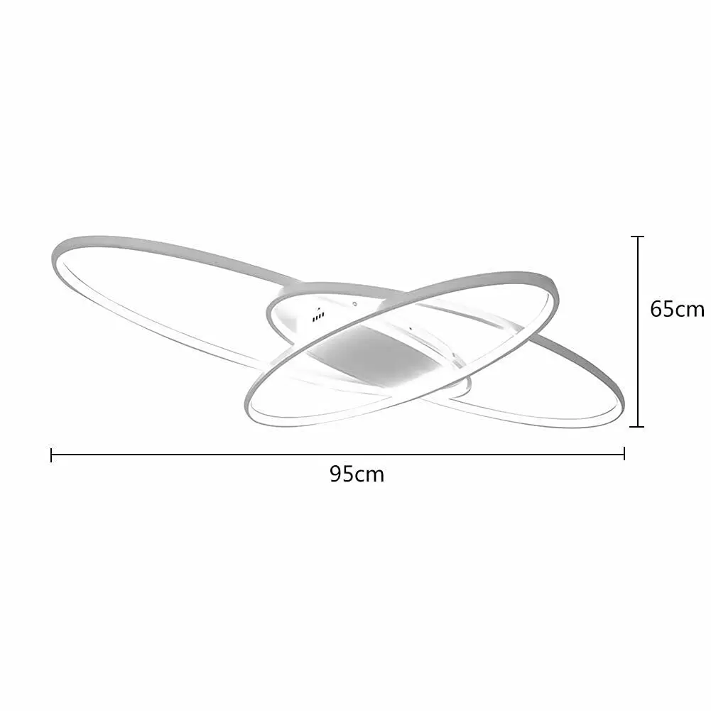 LED Ceiling Light for Bedroom - 95 x 65 cm - White - Dimmable with Remote Control