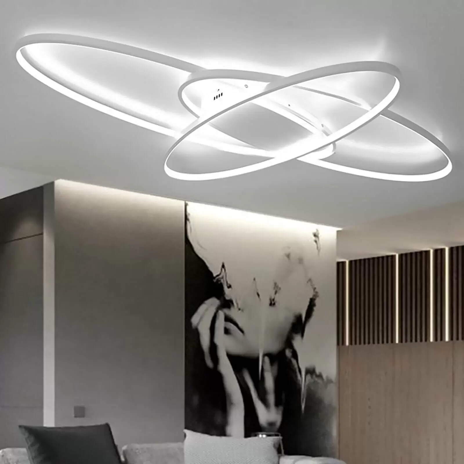 LED Ceiling Light for Bedroom - 95 x 65 cm - White - Dimmable with Remote Control
