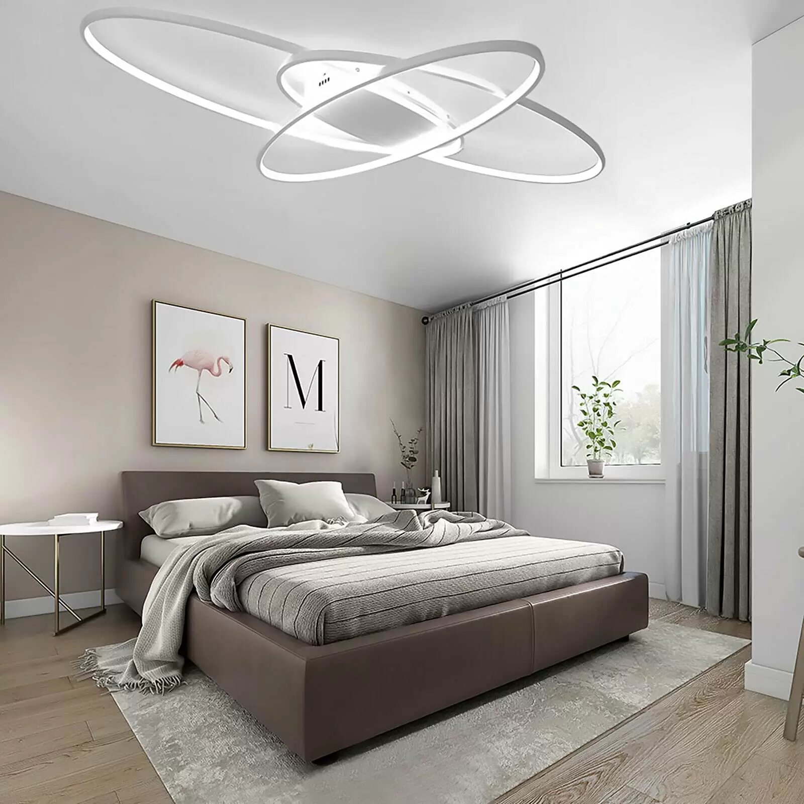 LED Ceiling Light for Bedroom - 95 x 65 cm - White - Dimmable with Remote Control