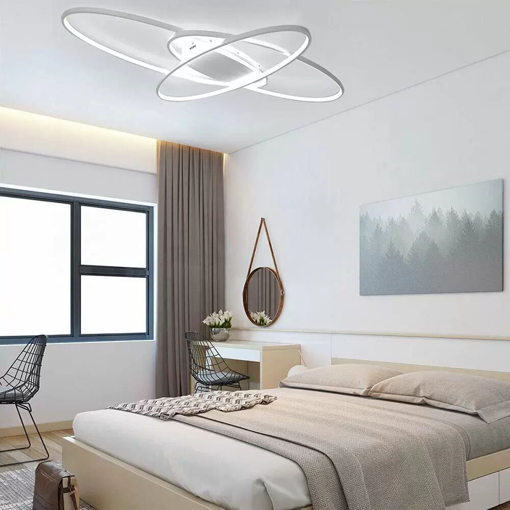 LED Ceiling Light for Bedroom - 95 x 65 cm - White - Dimmable with Remote Control