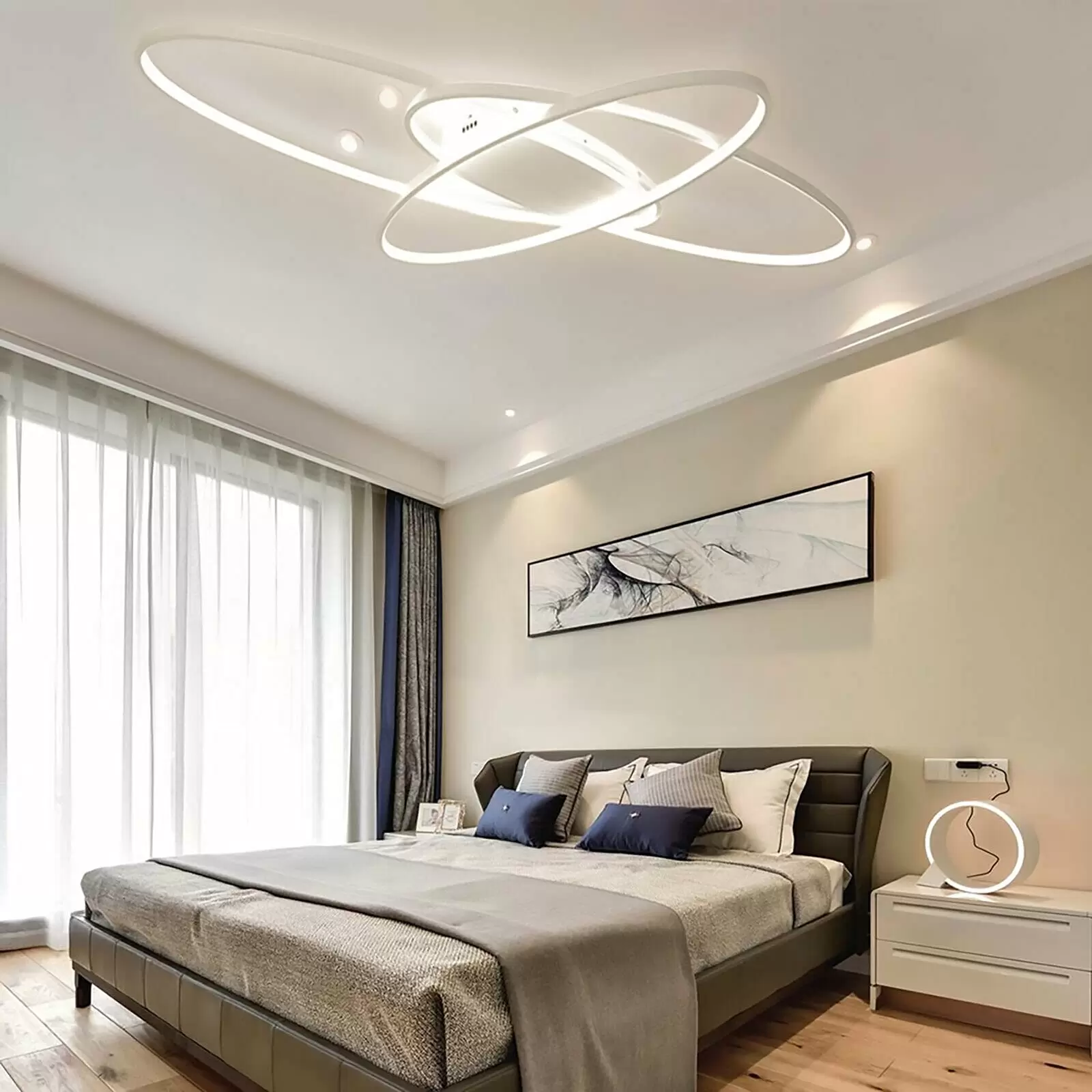 LED Ceiling Light for Bedroom - 95 x 65 cm - White - Dimmable with Remote Control