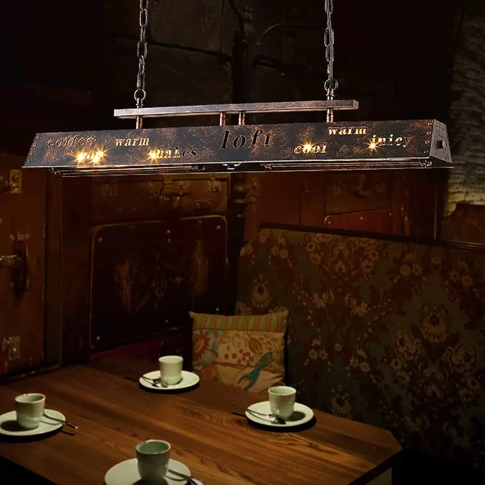 80 X 14 X 22 CM Vintage Industrial Iron Style Pendant Lamp Retro Pendant Chandelier For Living Room Cellar Restaurant Bar E27