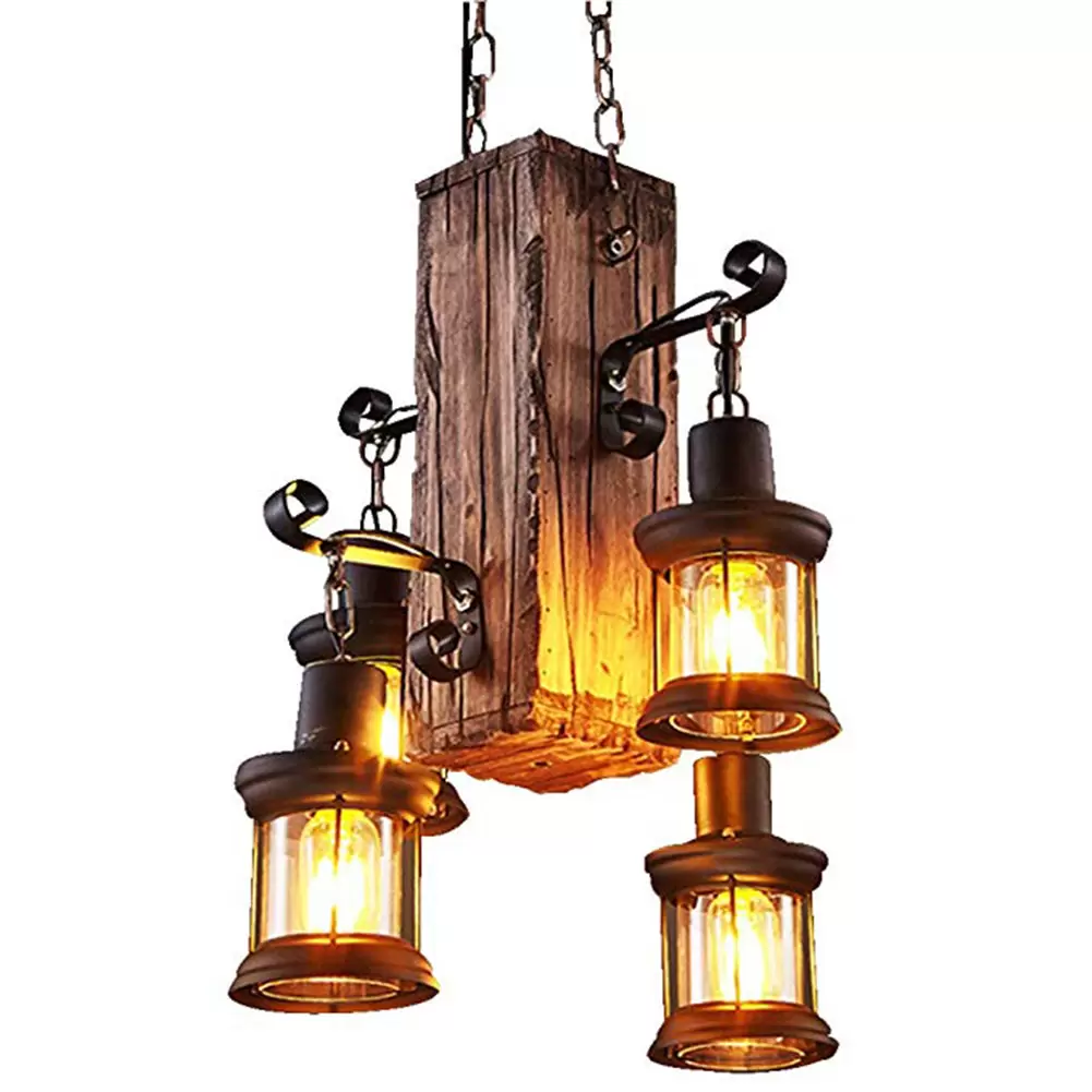 Vintage pendant light - 2 metal heads - Wheel chandelier - Retro hanging lamp adjustable in height