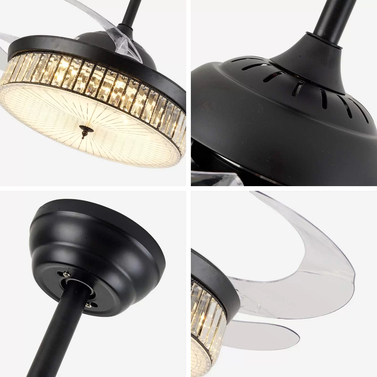 CNCEST 42 Inch Crystal Light Ceiling Fan Mute Remote Control LED Ceiling Fan Three Color Change Luxury Chandelier for Dining Room Bedroom CNCEST 42 Inch Crystal Light Ceiling Fan Mute Remote Control LED Ceiling Fan Three Color Change Luxury Chandelier for Dining Room Bedroom