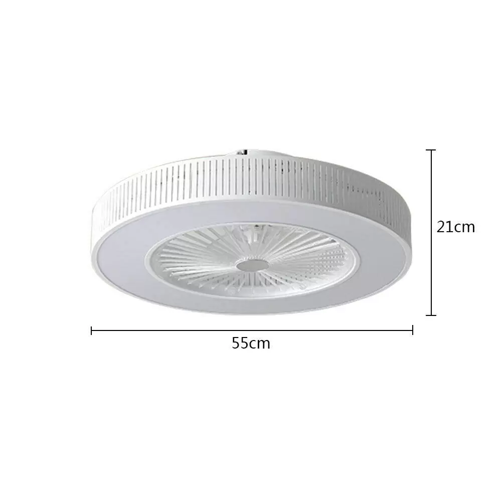 Ceiling Fan with LED Lighting 220V Adjustable Wind Speed Remote Control 32W Modern Lamp for Bedroom Office (Hollow)