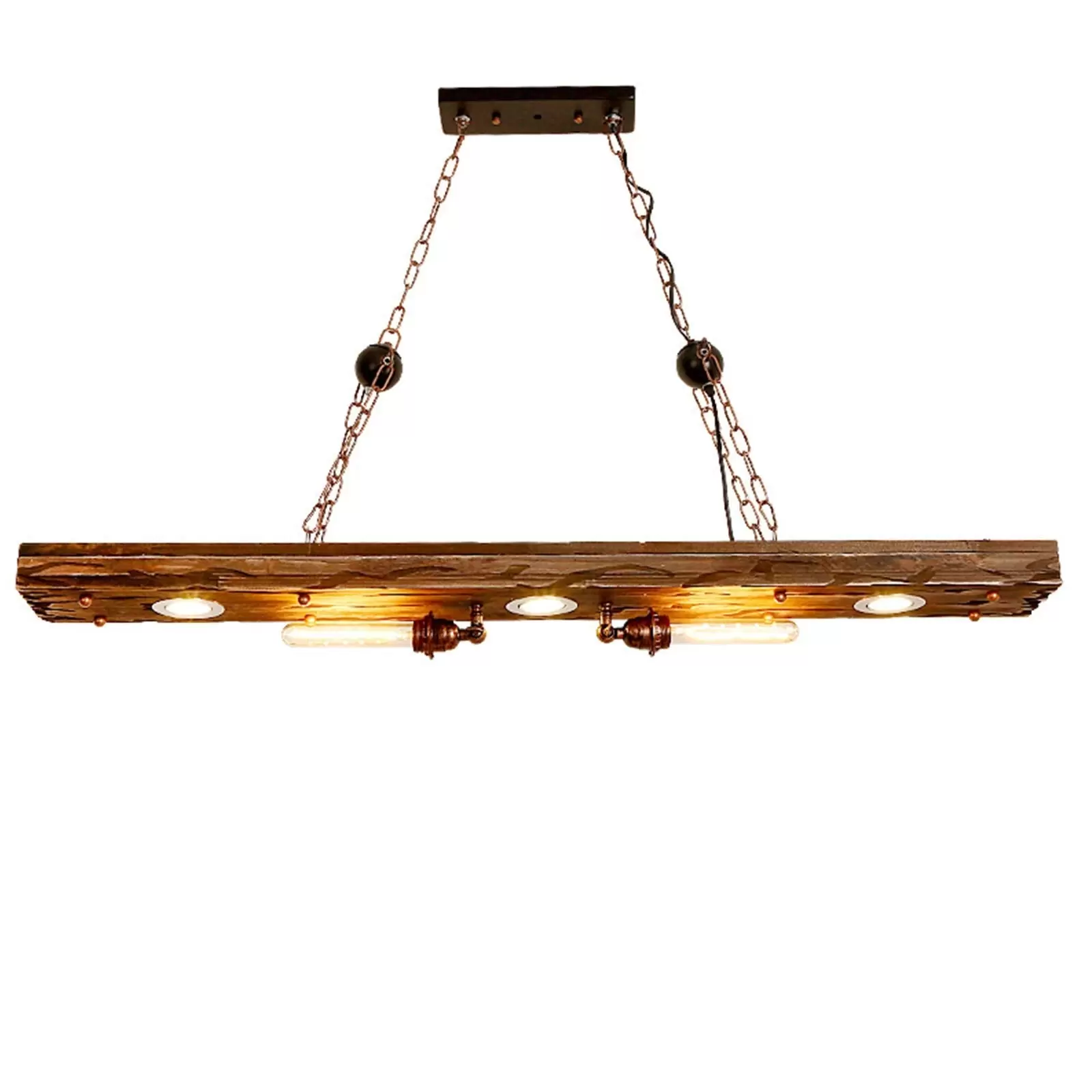 Vintage Design Pendulum Ceiling Light, Wooden Beam, Living Room Pendant Light, Living Room Industrial Lamp, 38W 110V