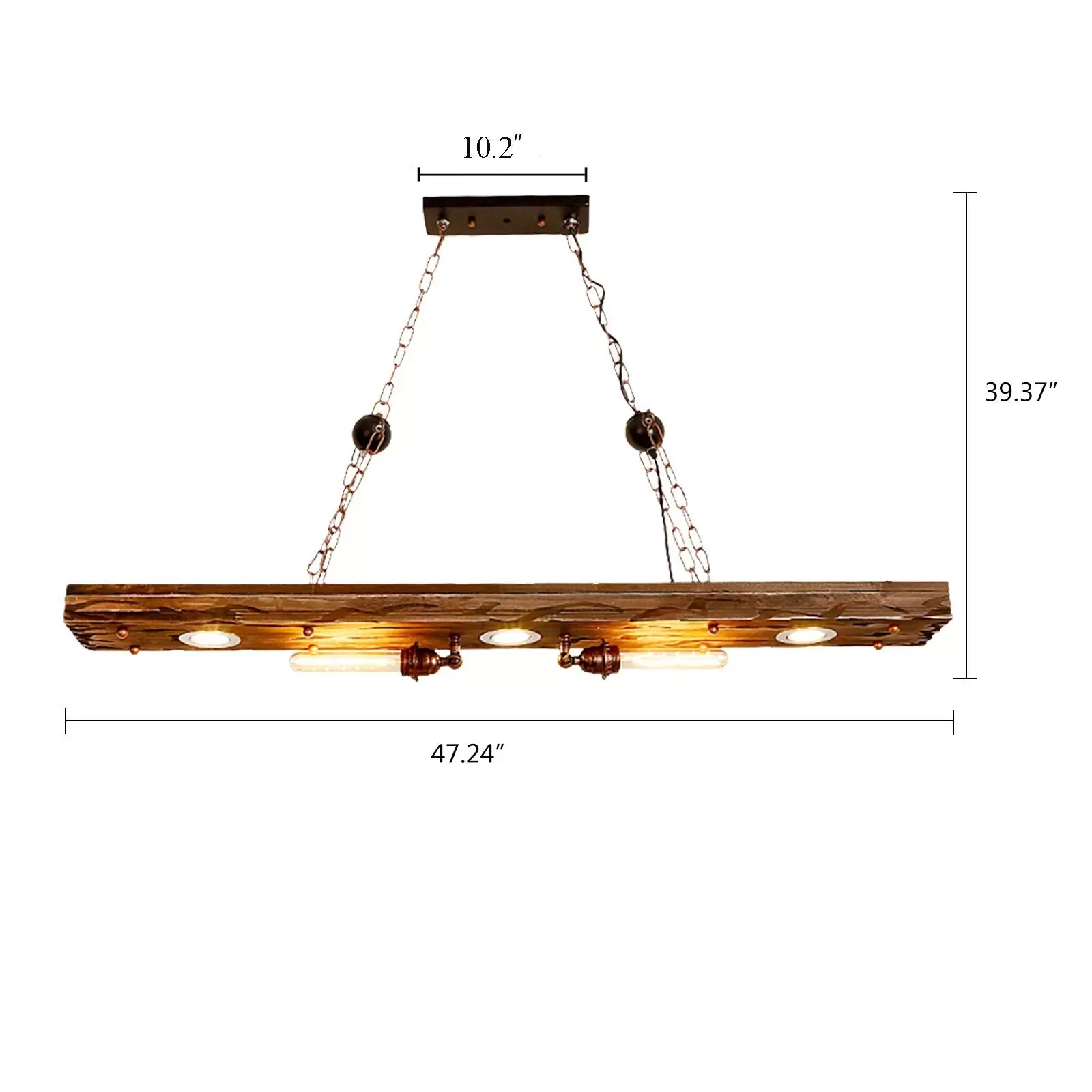 Vintage Design Pendulum Ceiling Light, Wooden Beam, Living Room Pendant Light, Living Room Industrial Lamp, 38W 110V