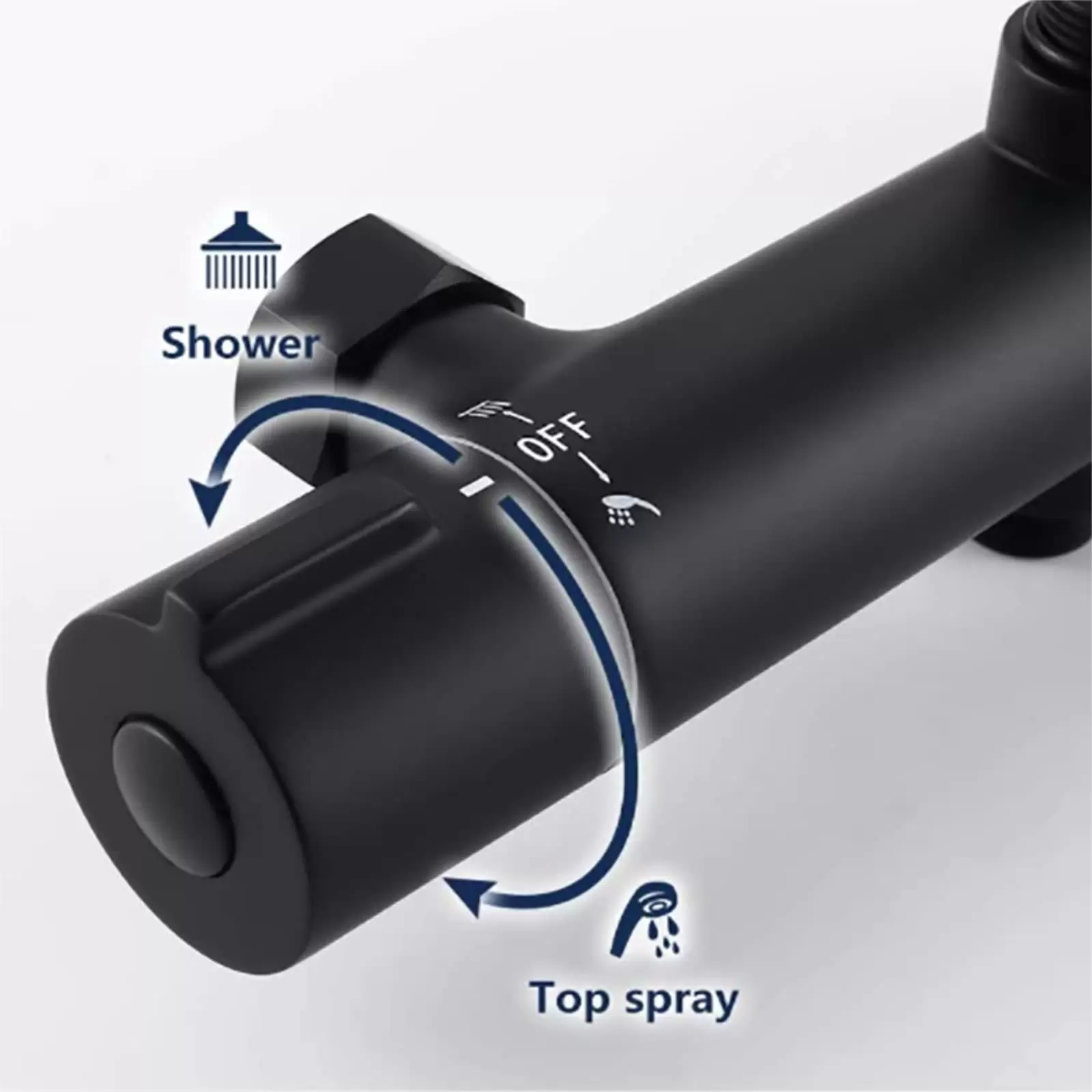 Black shower system with thermostat - 3-function hand shower and shower bar - height adjustable Black shower system with thermostat - 3-function hand shower and shower bar - height adjustable