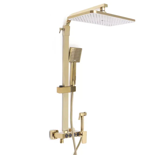 Shower System Faucets Rain Shower Shower Set with Hand Shower Shower Bar Brass 9x9"