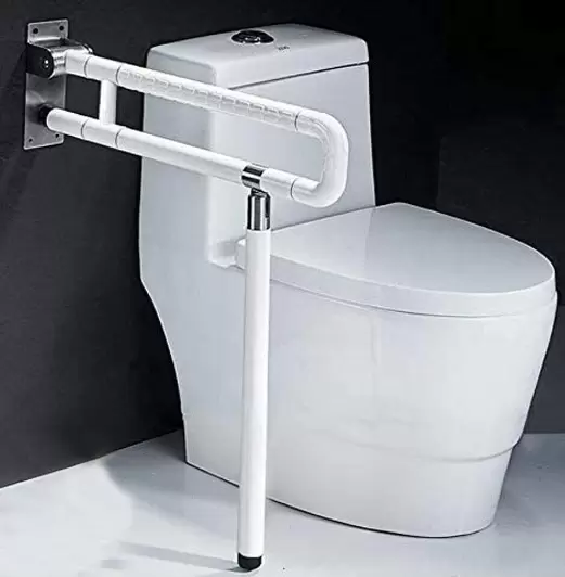 D&S Vertriebs Folding Grab Bar, Non-Slip Stainless Steel, White