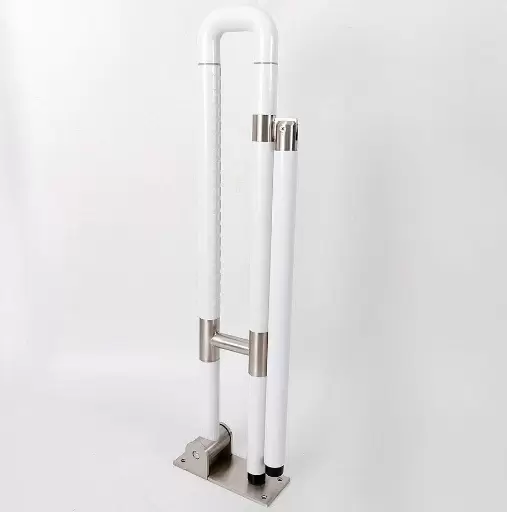 D&S Vertriebs Folding Grab Bar, Non-Slip Stainless Steel, White