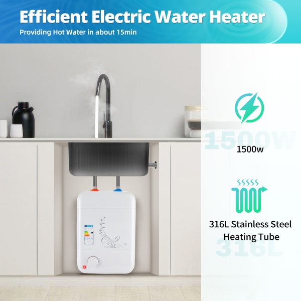 8 Liters Compact Electrical Appliances-plug and Play Suitable for Under the Sink Separated Water Constant Temperature No Dripping Electric Water Heater