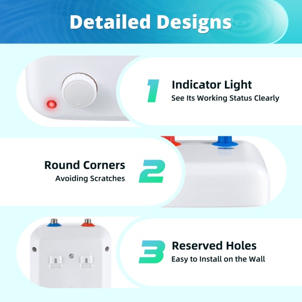 8 Liters Compact Electrical Appliances-plug and Play Suitable for Under the Sink Separated Water Constant Temperature No Dripping Electric Water Heater