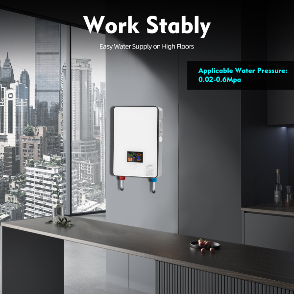 6500W Digital Electric Water Heater, Tankless Bath Shower Hot Water for Kitchen Bathroom Bathtub