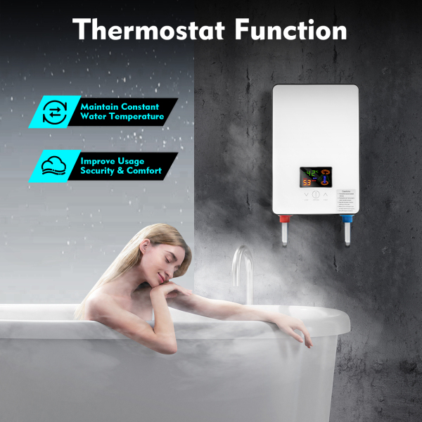 6500W Digital Electric Water Heater, Tankless Bath Shower Hot Water for Kitchen Bathroom Bathtub