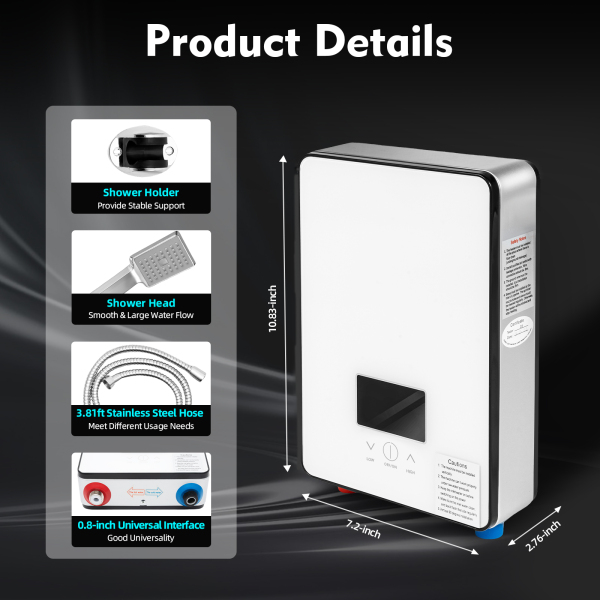6500W Digital Electric Water Heater, Tankless Bath Shower Hot Water for Kitchen Bathroom Bathtub