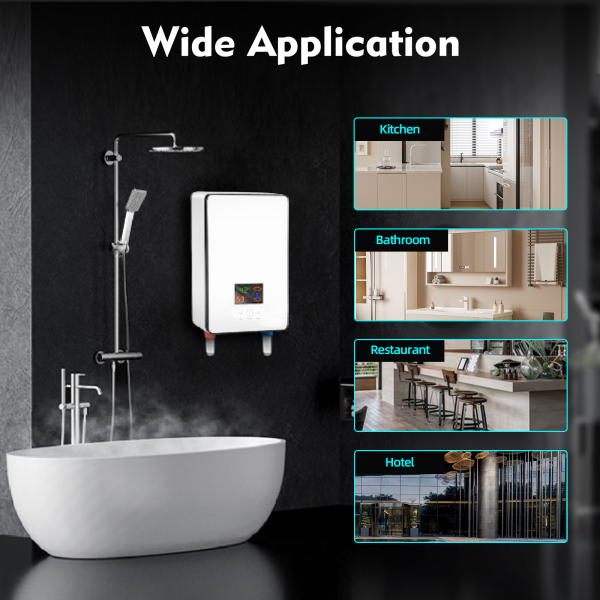 6500W Digital Electric Water Heater, Tankless Bath Shower Hot Water for Kitchen Bathroom Bathtub