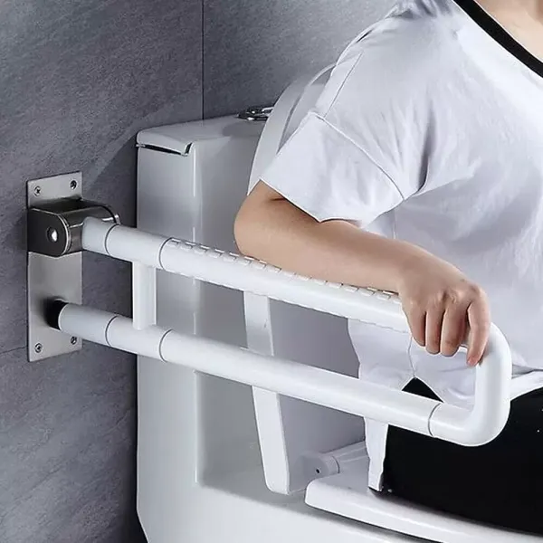 Toilet Grab Handle Stainless Steel 600 X 80 X 200 Mm Foldable For Elderly And Disabled People Maximum Weight Supported 500 Kg User-friendly Design