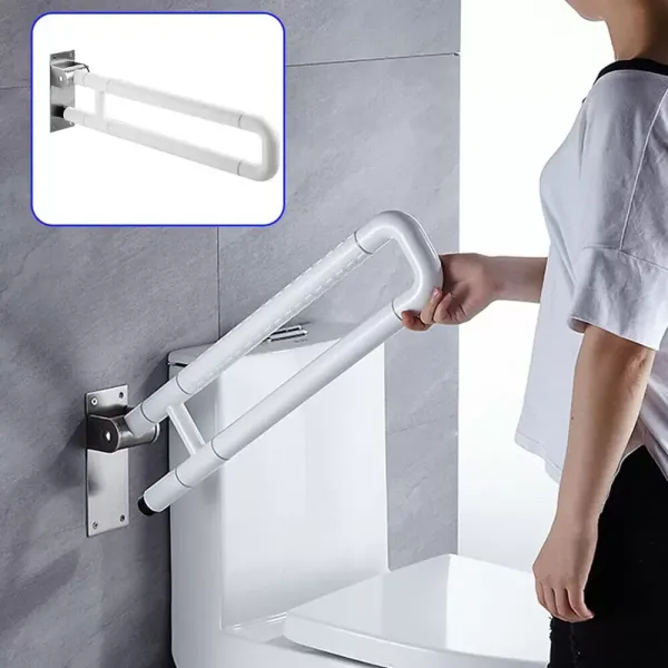 Toilet Grab Handle Stainless Steel 600 X 80 X 200 Mm Foldable For Elderly And Disabled People Maximum Weight Supported 500 Kg User-friendly Design