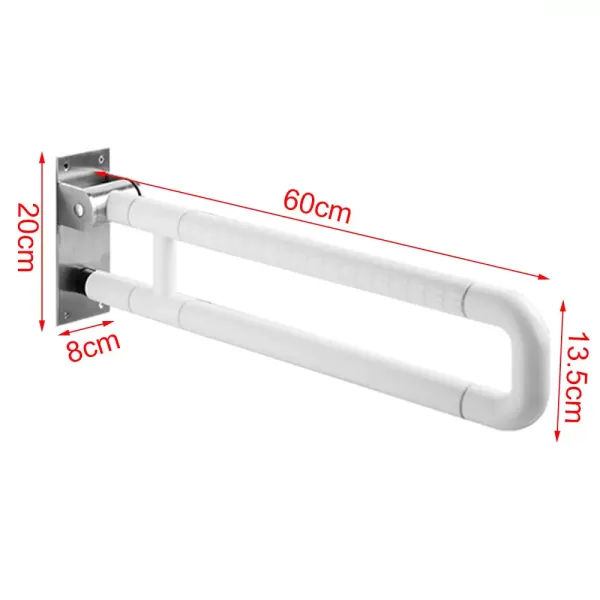 Toilet Grab Handle Stainless Steel 600 X 80 X 200 Mm Foldable For Elderly And Disabled People Maximum Weight Supported 500 Kg User-friendly Design Toilet Grab Handle Stainless Steel 600 X 80 X 200 Mm Foldable For Elderly And Disabled People Maximum Weight Supported 500 Kg User-friendly Design
