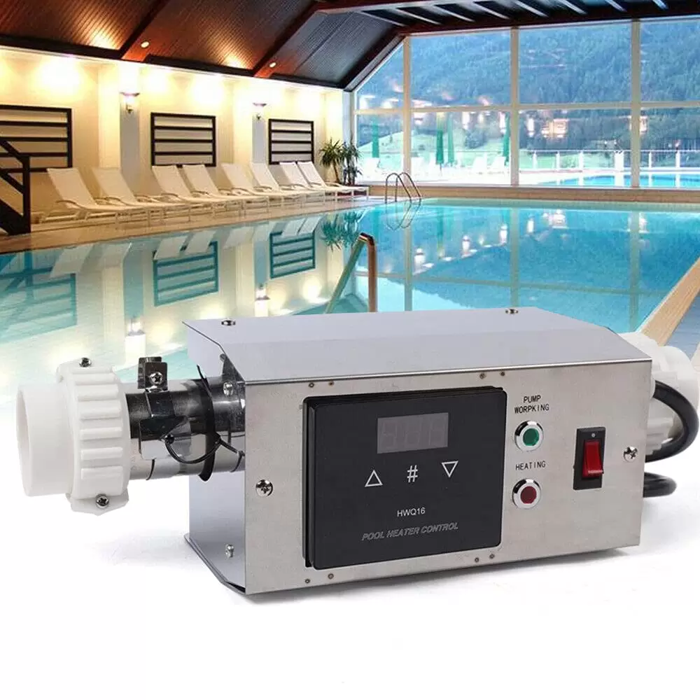Swimming Pool Heat Pump, 3 kW, Stainless Steel, Electric Swimming Pool Heater, 3 kW Thermostat