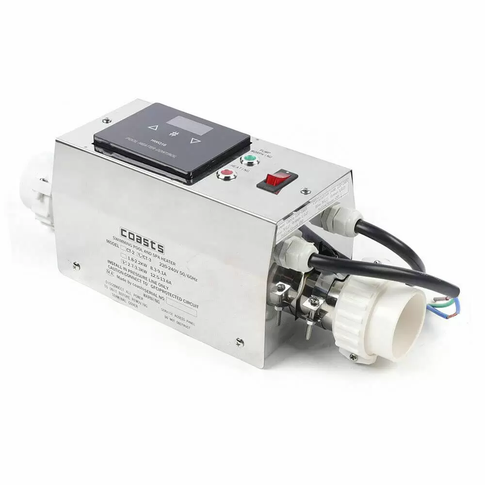 Swimming Pool Heat Pump, 3 kW, Stainless Steel, Electric Swimming Pool Heater, 3 kW Thermostat