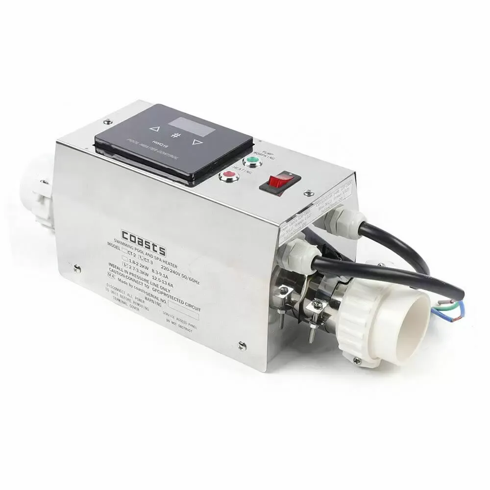 Swimming Pool Heat Pump, 3 kW, Stainless Steel, Electric Swimming Pool Heater, 3 kW Thermostat