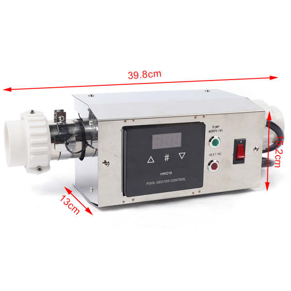 Swimming Pool Heat Pump, 3 kW, Stainless Steel, Electric Swimming Pool Heater, 3 kW Thermostat