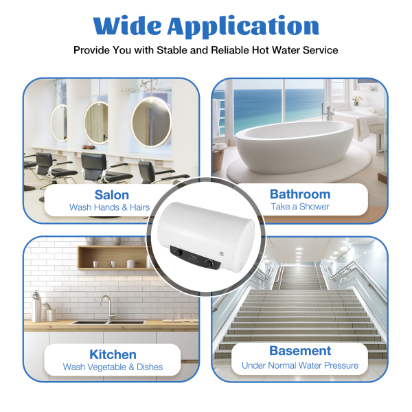 35L Digital Display Electric Water Heater Electric Water Heater Electric Hot Water Tank for Kitchen Bathroom Laundry Salon Garage White 2000W