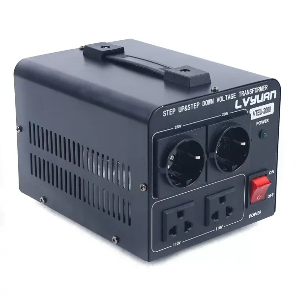 2000W Voltage Converter Heavy Duty Voltage Transformer Step-up Down 110V  230V  with Multiple Plugs and Overload Protection