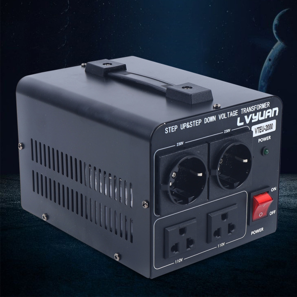 2000W Voltage Converter Heavy Duty Voltage Transformer Step-up Down 110V  230V  with Multiple Plugs and Overload Protection