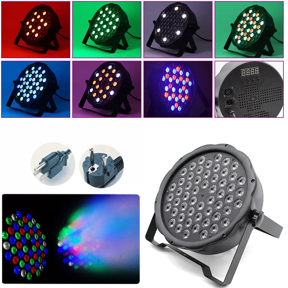 RibasuBB LED Par Spotlight, 162 W 54 LED RGB Stage Light 4&8CH DMX PAR Can Light Club Disco Party DJ Show Light RibasuBB LED Par Spotlight, 162 W 54 LED RGB Stage Light 4&8CH DMX PAR Can Light Club Disco Party DJ Show Light