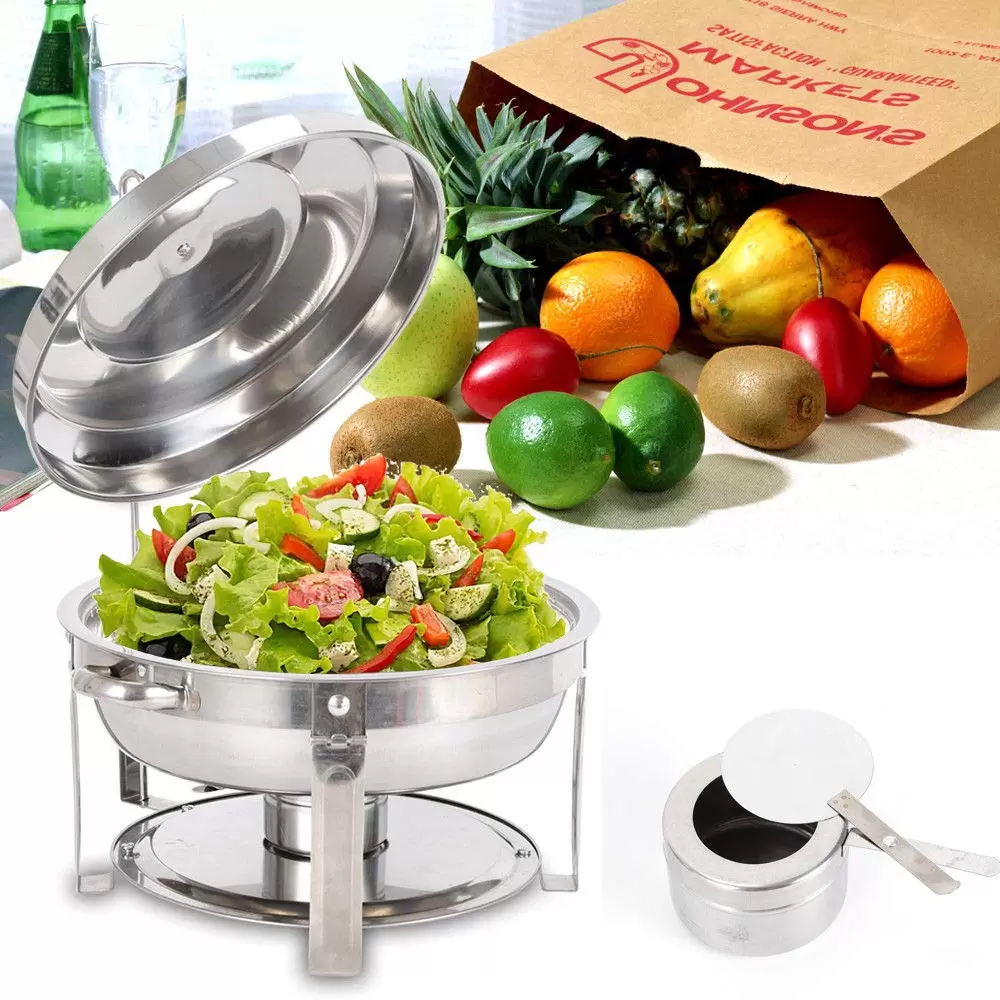 CNCEST Chafing Dish Stainless Steel Warm Keeping Container for Cooking, Buffet and Party 7.5L Round