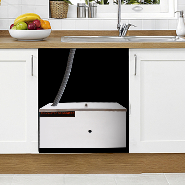 Commercial Grease Interceptor Stainless Steel Grease Trap Under Sink Grease Trap for Restaurant Factory Home Kitchen Silver