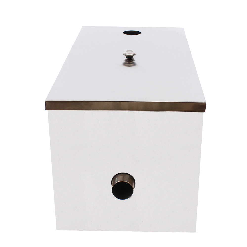 Commercial Grease Interceptor Stainless Steel Grease Trap Under Sink Grease Trap for Restaurant Factory Home Kitchen Silver