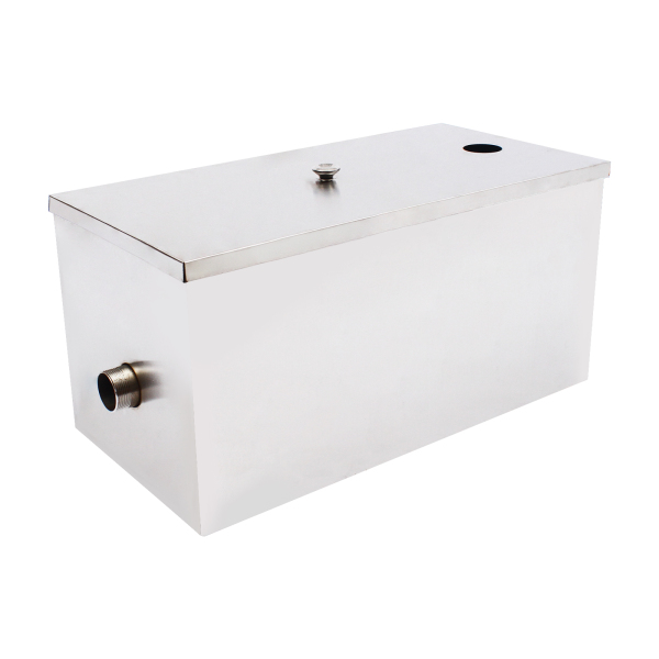 Commercial Grease Interceptor Stainless Steel Grease Trap Under Sink Grease Trap for Restaurant Factory Home Kitchen Silver