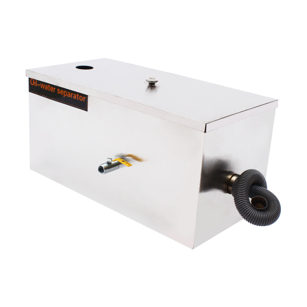 Commercial Grease Interceptor Stainless Steel Grease Trap Under Sink Grease Trap for Restaurant Factory Home Kitchen Silver