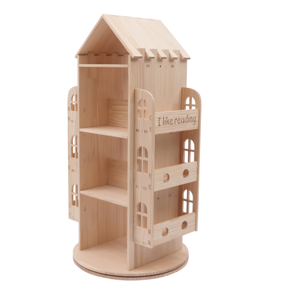 Rotating Bookshelf 360 Display Floor Standing Bookcase Storage Rack for Kids Children's Bookshelf Book Display Stand Wood Book Shelf Organizer