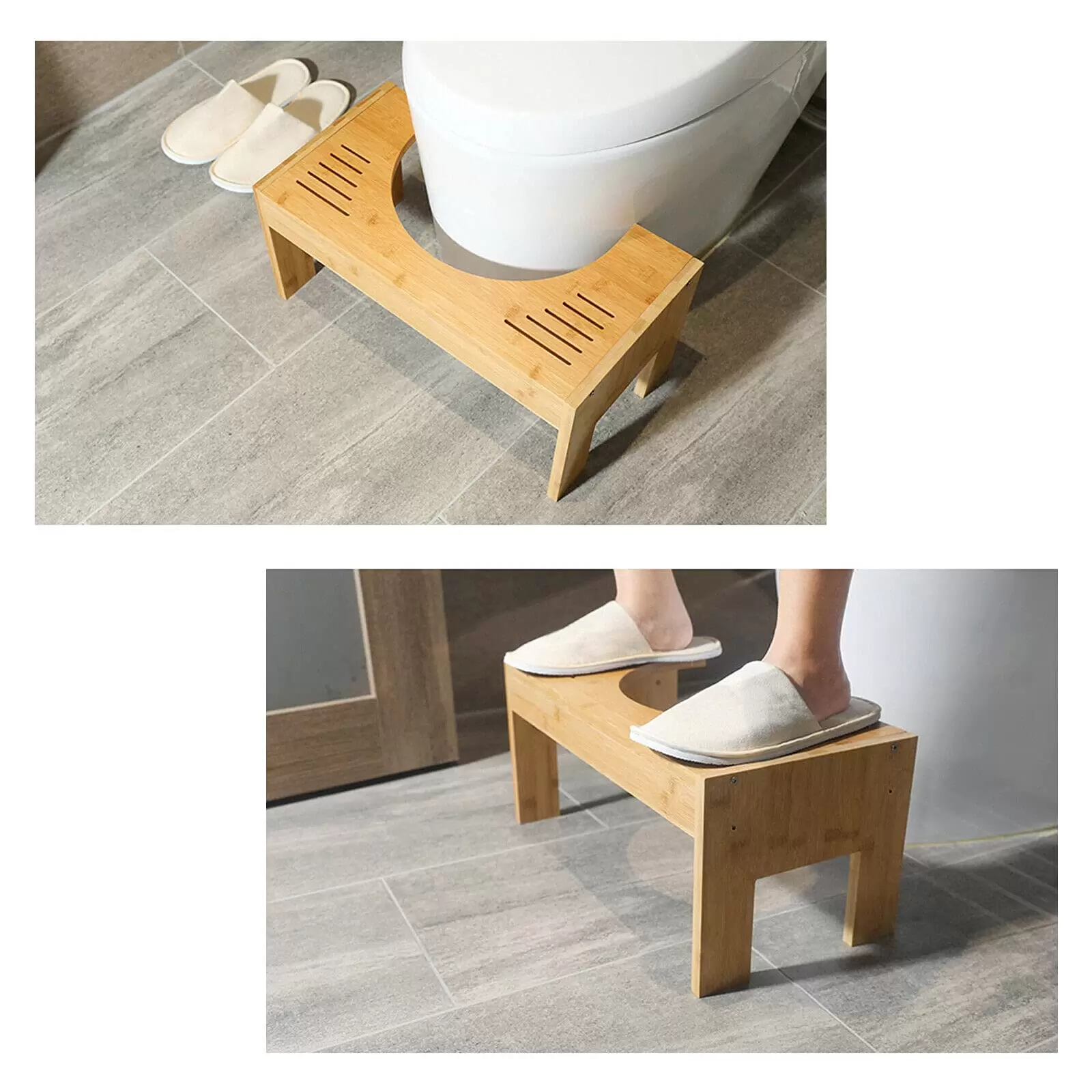 Bamboo toilet stool for children and adults against constipation and hemorrhoids Bamboo toilet stool for children and adults against constipation and hemorrhoids