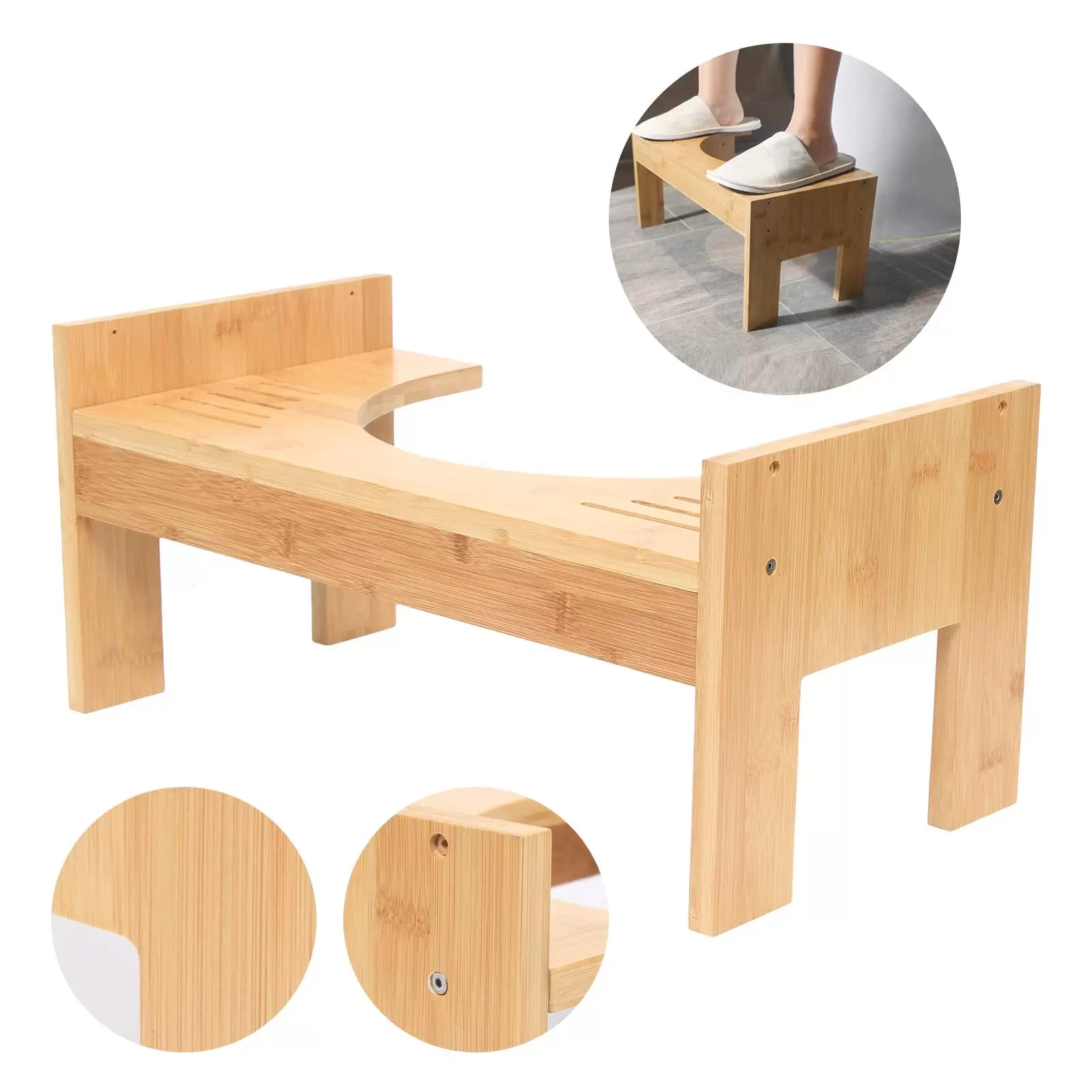Bamboo toilet stool for children and adults against constipation and hemorrhoids Bamboo toilet stool for children and adults against constipation and hemorrhoids