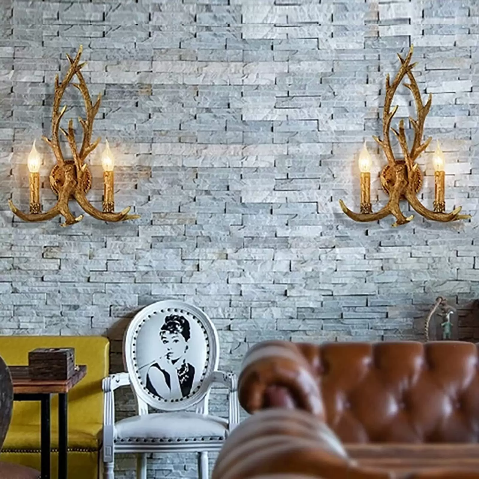 Rustic Antler Deer Horn Wall Lamp 2 Lights Creative Personality 38cm-50cm 2 Bulbs Included Deer Antler Wall Light E14 Wall Light Support Lamp Rustic Antler Deer Horn Wall Lamp 2 Lights Creative Personality 38cm-50cm 2 Bulbs Included Deer Antler Wall Light E14 Wall Light Support Lamp