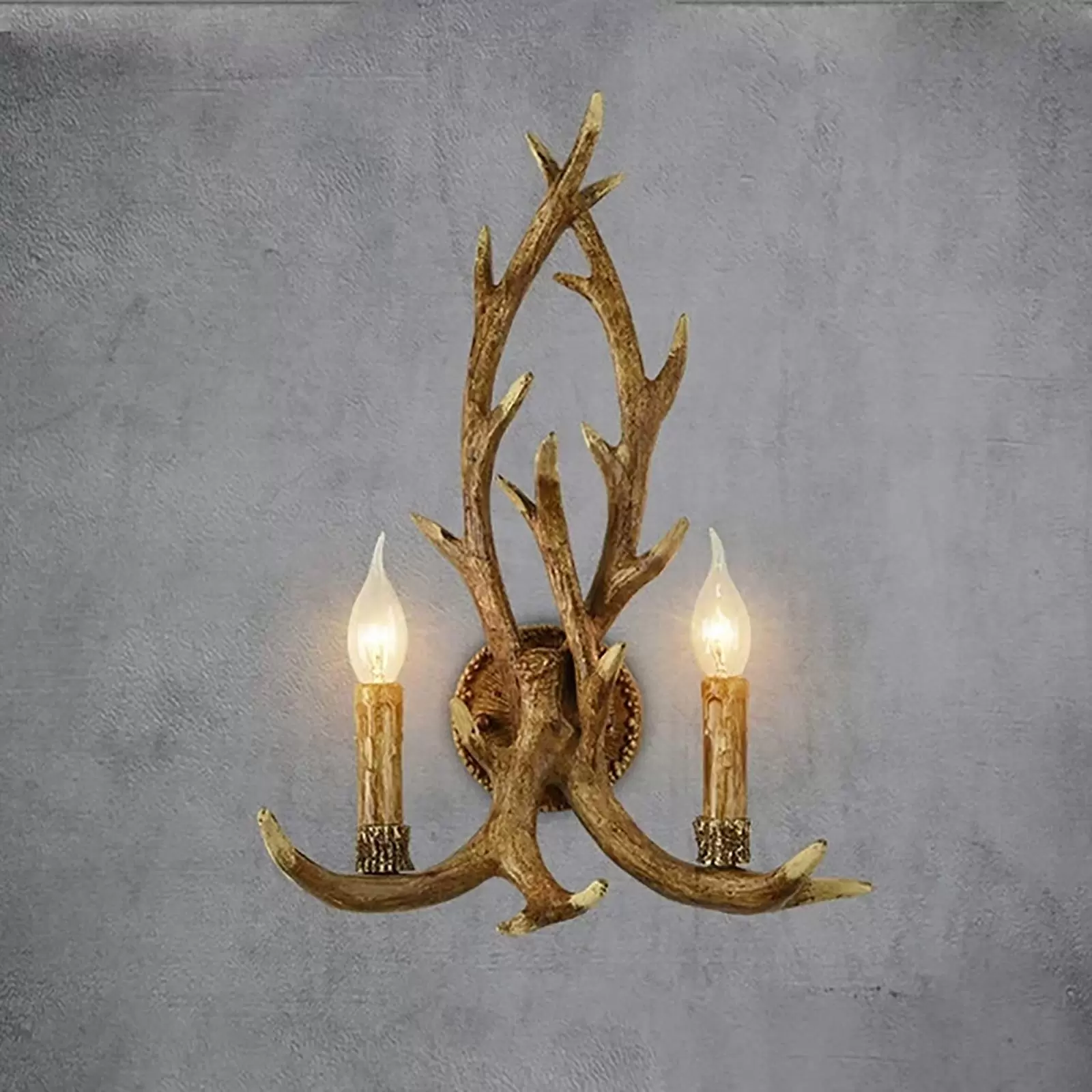 Rustic Antler Deer Horn Wall Lamp 2 Lights Creative Personality 38cm-50cm 2 Bulbs Included Deer Antler Wall Light E14 Wall Light Support Lamp Rustic Antler Deer Horn Wall Lamp 2 Lights Creative Personality 38cm-50cm 2 Bulbs Included Deer Antler Wall Light E14 Wall Light Support Lamp