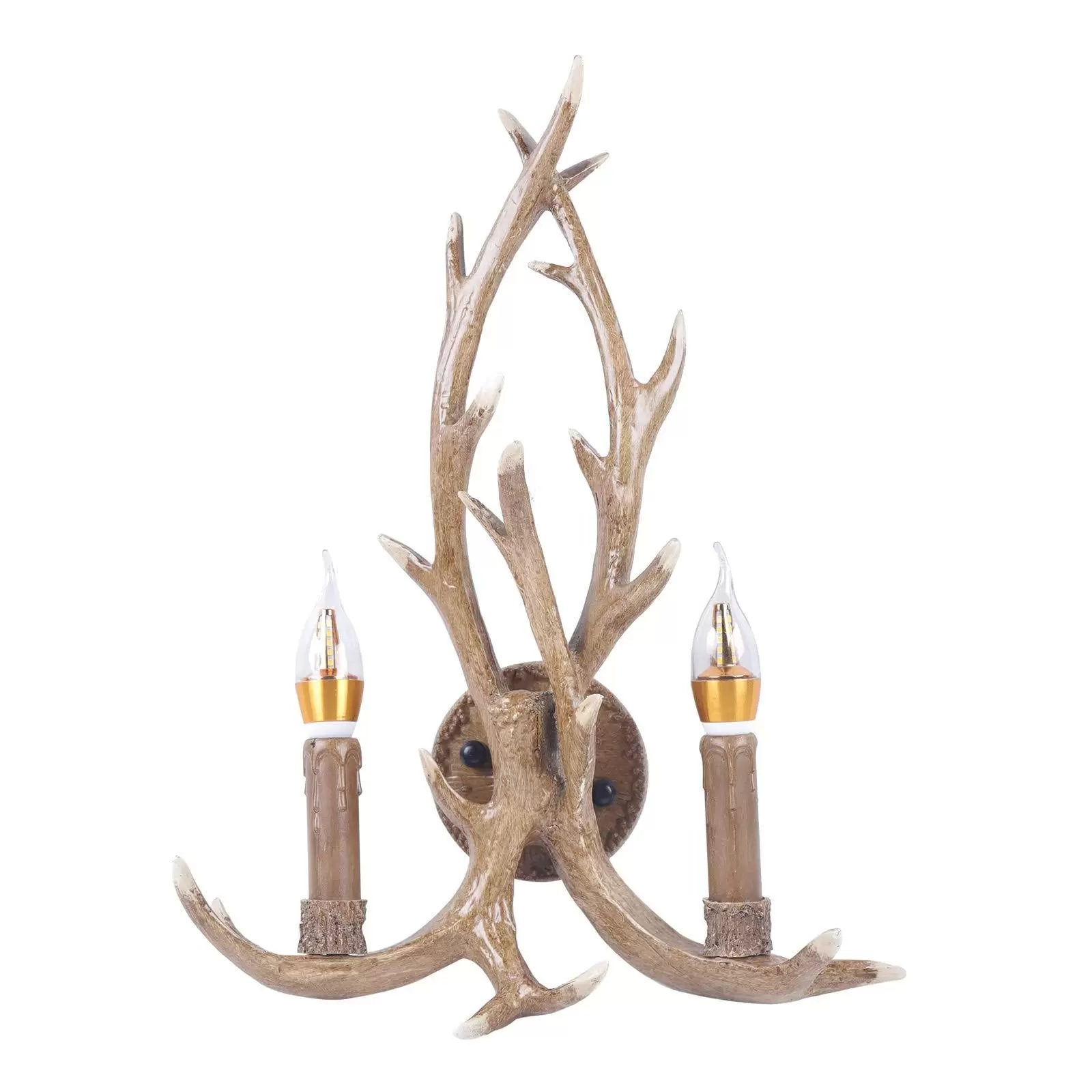 Rustic Antler Deer Horn Wall Lamp 2 Lights Creative Personality 38cm-50cm 2 Bulbs Included Deer Antler Wall Light E14 Wall Light Support Lamp