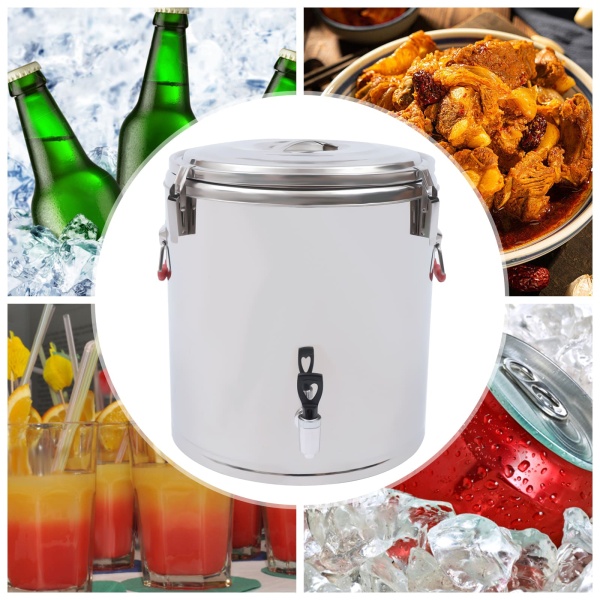 40L Stainless Steel Thermal &cold Transport Container with Tap and Pressure Compensation Valve 201 Stainless Steel Food-safe